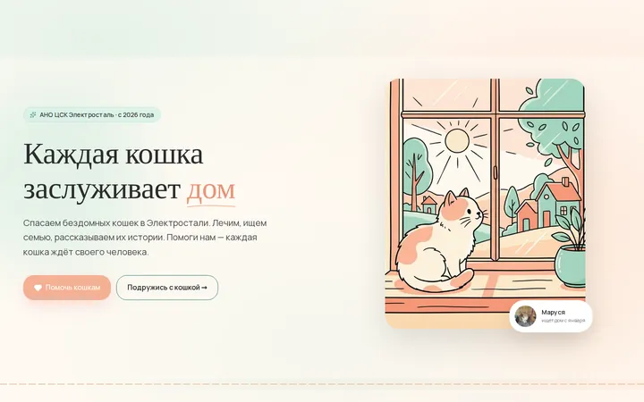 ЦСК «Электросталь» — сайт и админка, снимок страницы csk-el.ru
