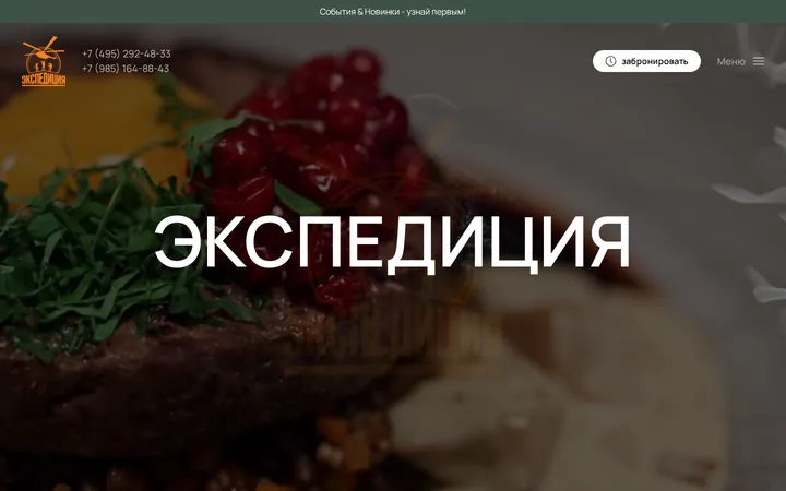 Экспедиция — сайт, снимок страницы expedition.rest