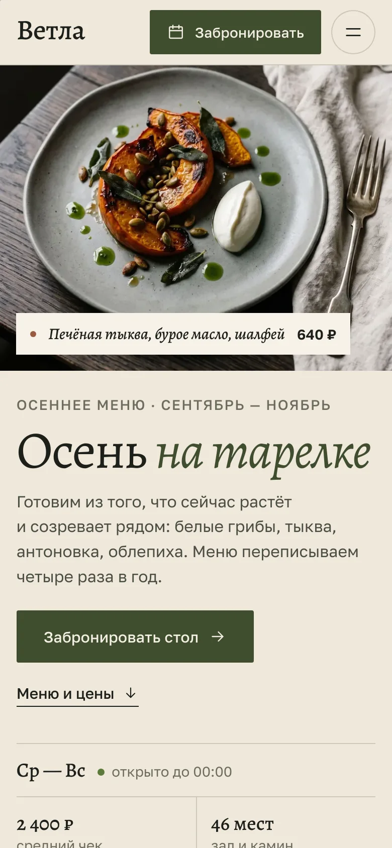 Шаблон «Ветла» на телефоне